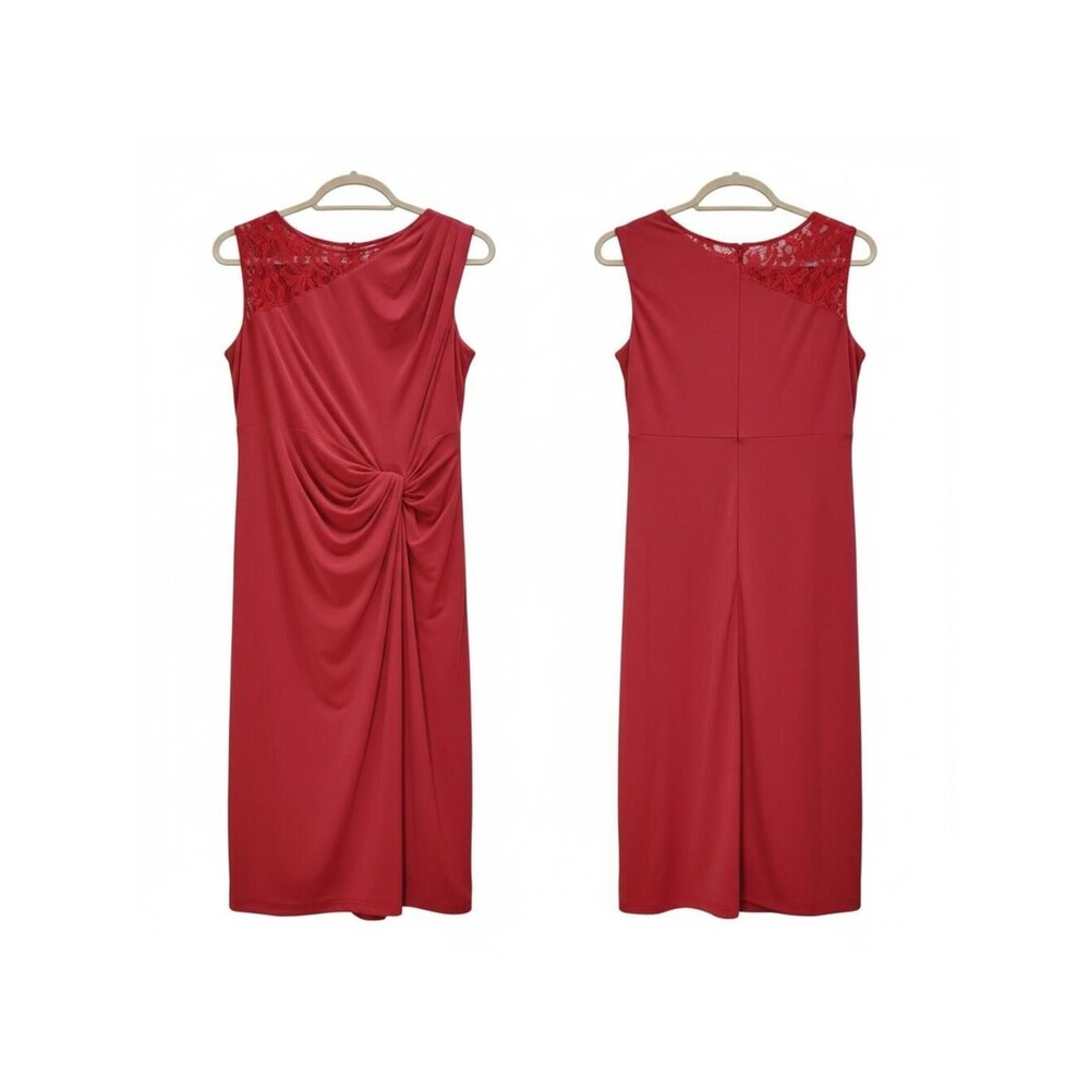 Ellen Tracy Elegant One Shoulder Dress in Scarlet